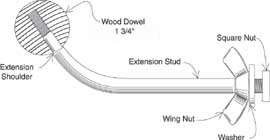Diagram of Ballet Bar Extension Studs